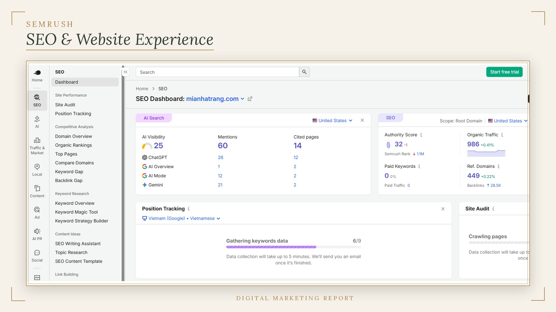 Semrush SEO report